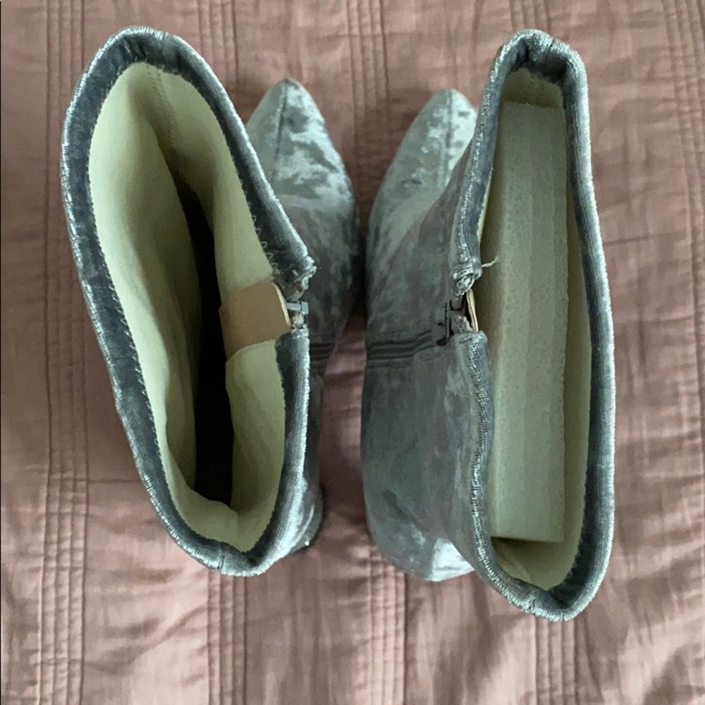 Grey suede, sparkly heel, calf high booties - Picture 4 of 5